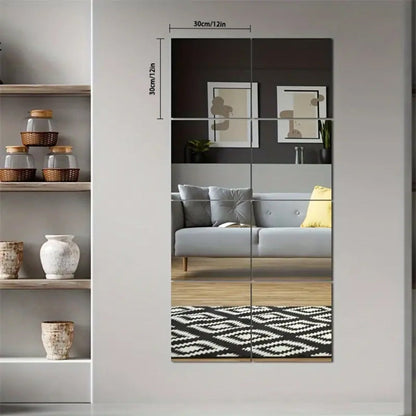 Mirror Wall Stickers 12 Inch, Set of 12 Acrylic Reflective Decals for Living Room, Bedroom, Kitchen