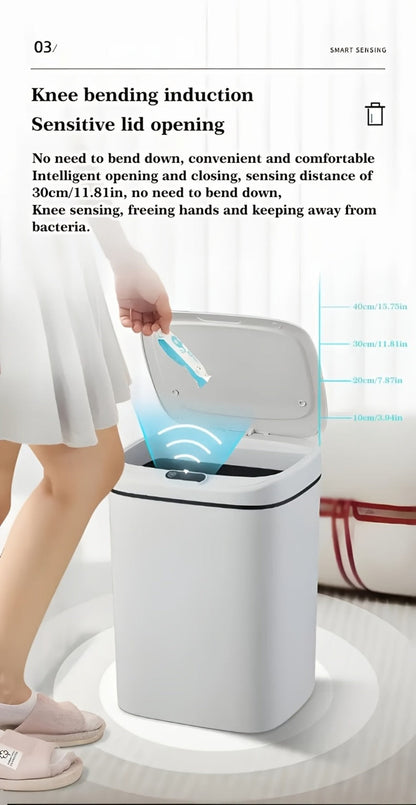 Motion-Activated Touchless Trash Can with Lid, Smart Sensor Waste Bin for Kitchen, Bathroom, Office & Home