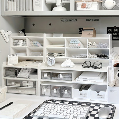Desktop Storage Organizer with 11.81- or 19.69-Inch Six-Layer Rack and Locking Antler File Holder Options