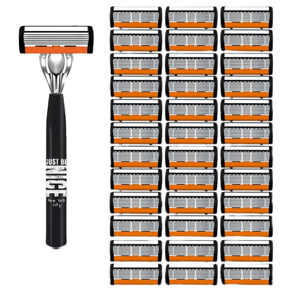 Men's Safety Razor Set with Replacement Blades - Handle Double Edge Razor for Shaving & Beard Grooming