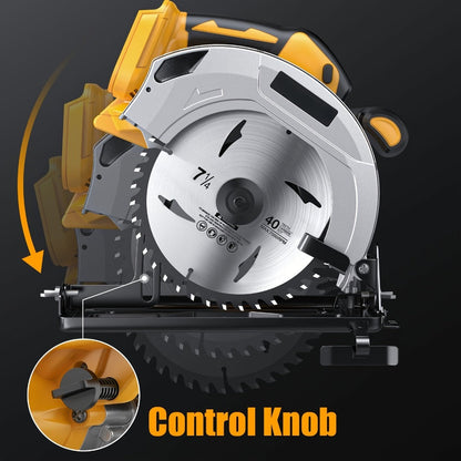 Cordless Circular Saw Compatible with DeWalt 20V MAX Battery, 7-Inch Brushless Electric Saw, 0-50° Bevel