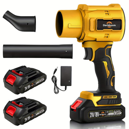 Cordless Handheld Leaf Blower and Air Duster Kit in Yellow or Blue with Two Batteries, Charger and Two Nozzles
