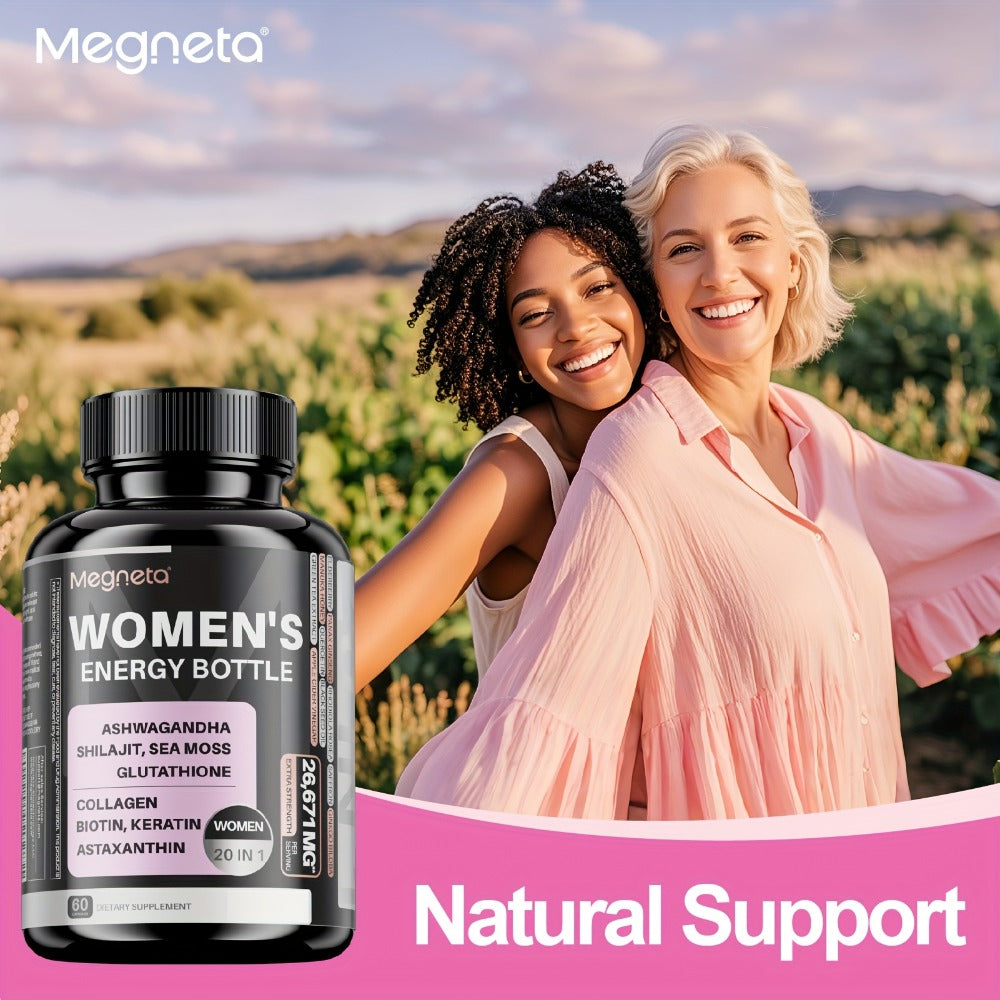 Sea Moss & Ashwagandha Women's Energy Supplement 20-in-1 with Shilajit - Hormonal Balance, Focus