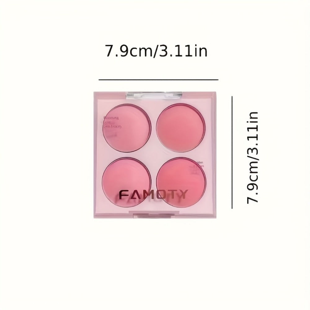 Blush Palette with Brushes Set 4-in-1 – Low Saturation Matte Powder Soft Gradient Finish, Buildable Coverage for Cheeks & Eyes