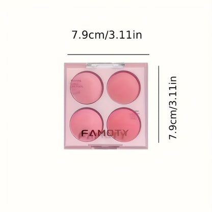 Blush Palette with Brushes Set 4-in-1 – Low Saturation Matte Powder Soft Gradient Finish, Buildable Coverage for Cheeks & Eyes