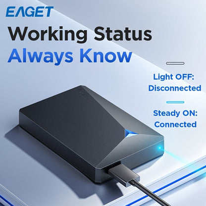 Portable USB 3.0 Hard Drive with 250GB or 320GB Capacity, Black EAGET G20 Enclosure and Micro-B Connector
