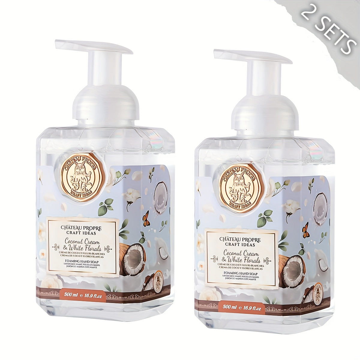 Moisturizing Foaming Hand Soap 500ml with Coconut Oil – Cruelty-Free Foam Soap for Bathroom & Kitchen | 8 Fresh Scents: Vanilla, Citrus
