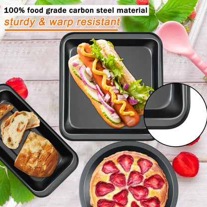 Nonstick Bakeware Set with Cooling Rack Cookie Sheet Cake Pans Loaf Muffin Pizza Pan Baking Pans Set for Kitchen 6 14 15 Piece