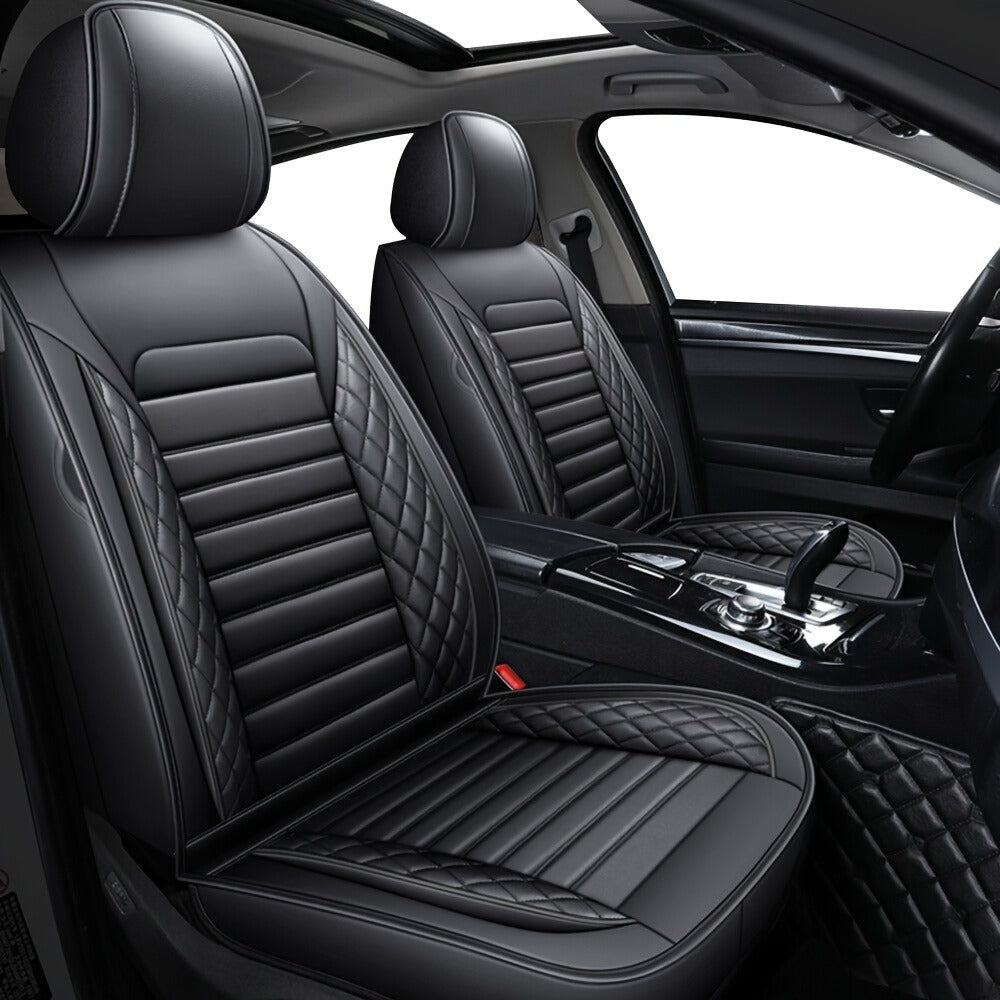 Car Seat Covers 5-Seat PU Leather Set with Front Storage Pocket, Armrest Piece and Eight Colors