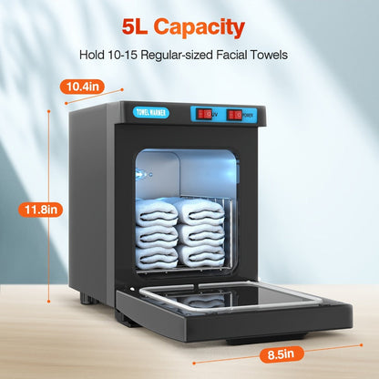 UV Hot Towel Warmer Cabinet 1.32 Gal 2-in-1 Heating & UV, Freestanding Professional Spa Heater for Salon