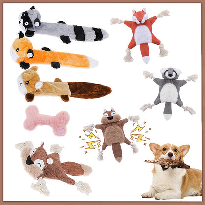 Dog Chew Toys, Squeaky Plush Rope Dog Toy Set with Animal Print for Aggressive Chewers – 6 8 or 10 Pack Interactive Tug-of-War Chew Toys