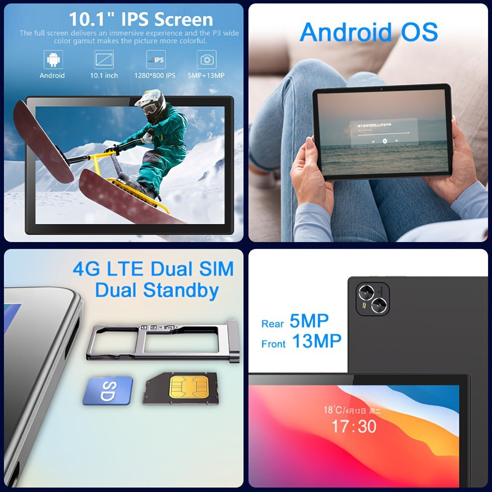 Android Tablet 10.1-Inch Work and Study Bundle with 6GB RAM, 128GB Internal Storage and Keyboard
