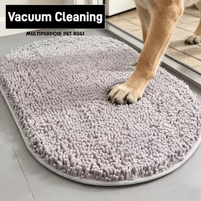 Chenille Dog Door Mat Super Muddy Paws Pet Rug Gingham Entryway Mat Indoor Outdoor Multiple Sizes & Colors