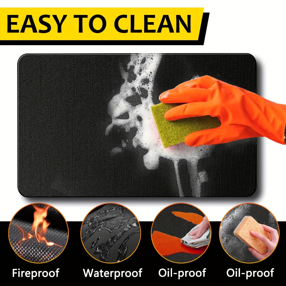 BBQ Grill Mat Fireproof & Heat Resistant - Double-Sided Fiberglass Grill Pad for Outdoor Grills, Fire Pits & Smokers