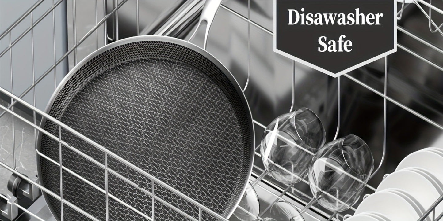 Stainless Steel Crepe Pan 11 Inch with Honeycomb Cooking Surface, Lid and Triple-Layer Base for Pancakes and Tortillas