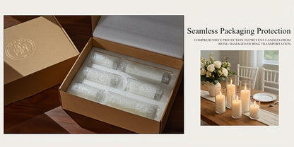 Pillar Candles with Clear Glass Hurricane Holders, Unscented White Cylinder Candles & Vases for Wedding Centerpieces