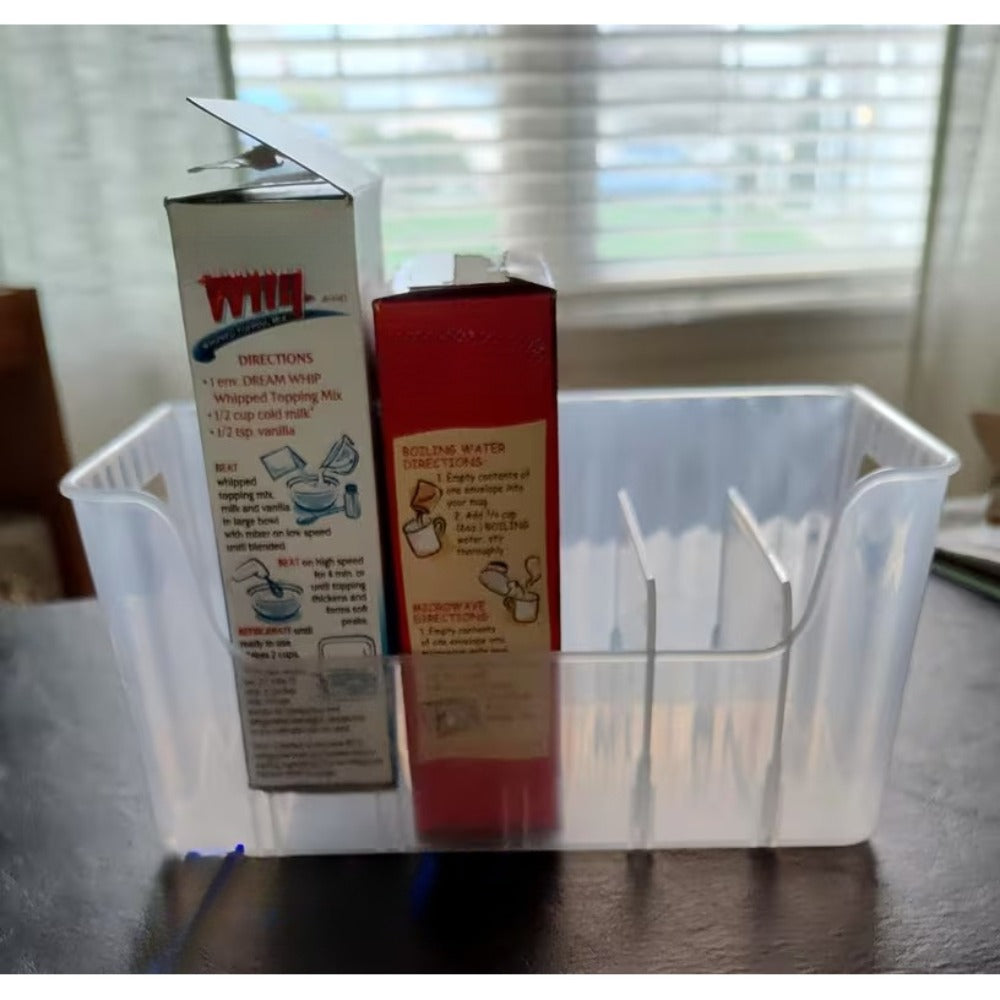 Seasoning Box Kitchen Organizer Transparent Detachable Rack with Adjustable Compartments for Countertop