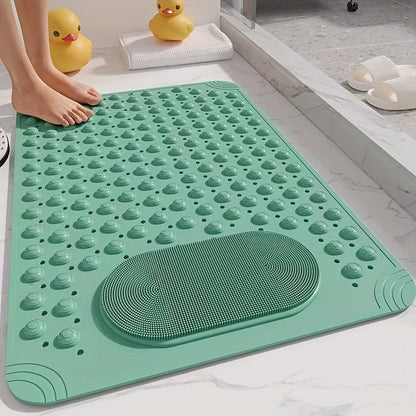 Bath Mat with Massage Buttons - PVC Shower Mat with Polka Dot Pattern, 0.35" Thick Rectangular Bathroom Safety Mat