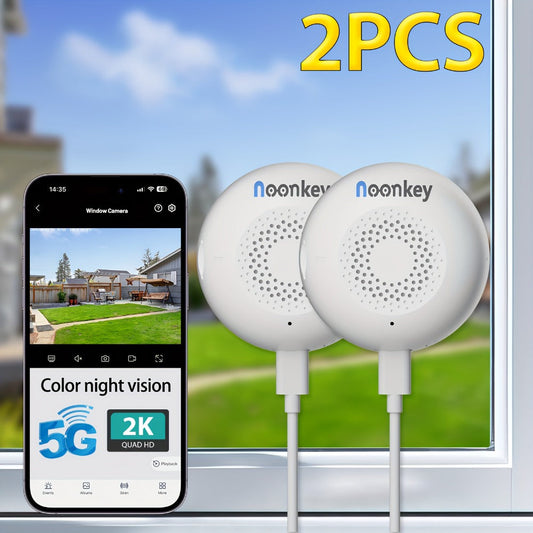 Security Camera 3MP Window Two-Pack with Color Night Vision, Peel-and-Stick Mount and Person or Pet Detection