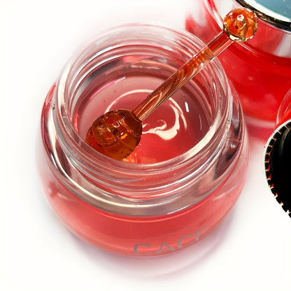 Lip Gloss Set by CACE with 6 Round Glossom Honey Lip Color Pots, Red Tones and Individual Applicators