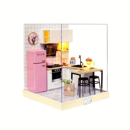 DIY Miniature Dollhouse Kit with Dust Cover Small, Mini House Model No Glue with the Listed Color, Size or Set Options for Everyday Use