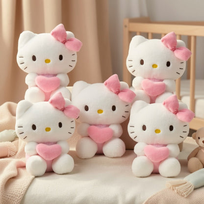 Hello Kitty Kuromi Plush Set 5pcs, Official Licensed Sanrio Stuffed Animals Holding Hearts