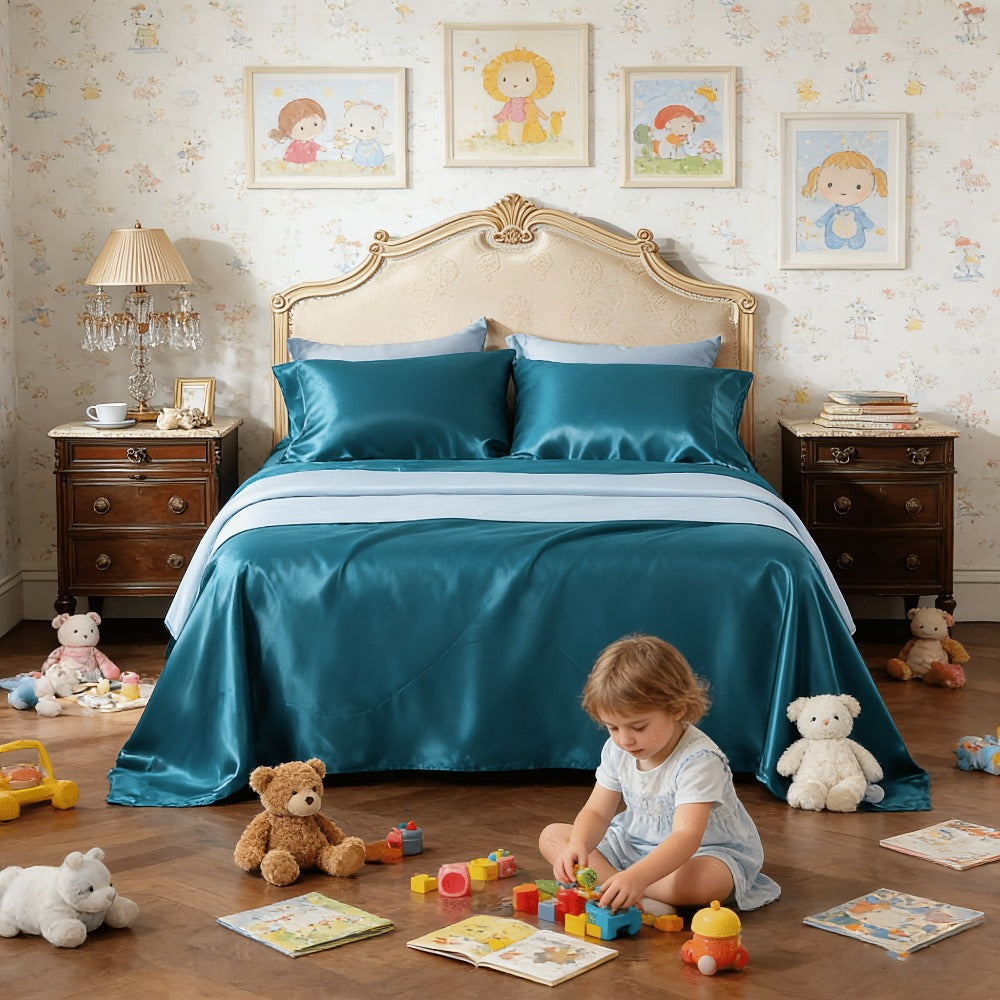4-Piece Satin Sheet Set with 15-Inch Deep Pockets in Twin, Full, Queen or King Sizes and Nine Color Options