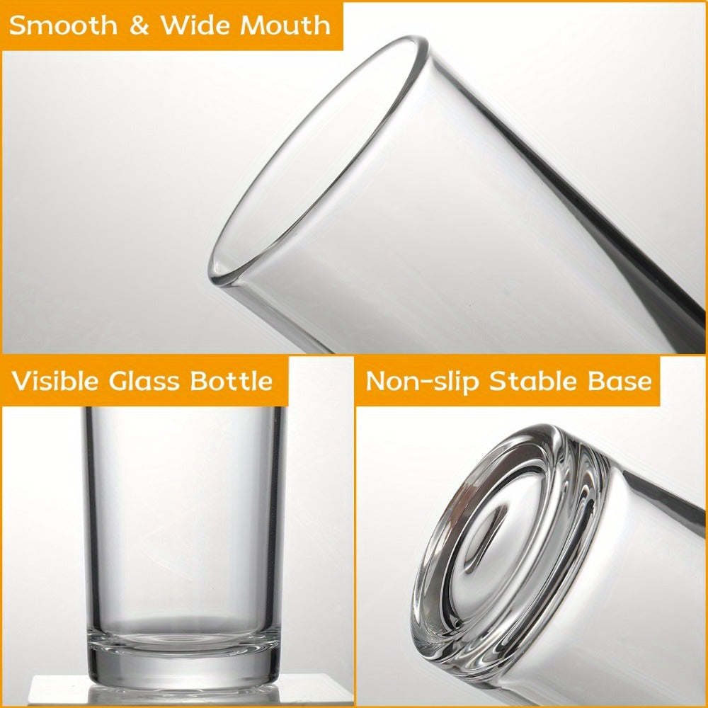 Highball Glass Cups Set of 6 – Thick Bottom Lead-Free Glassware for Juice, Milk & Drinks, Heavy Base Stability