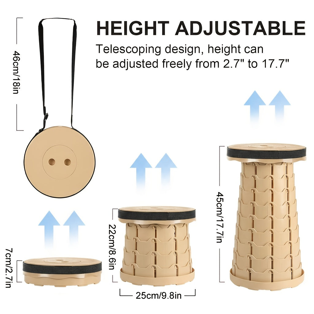 Collapsible Folding Stool 2-Pack – 400lbs Capacity Portable Telescoping Step Stool for Camping, Fishing, Hiking & Kitchen | Lightweight