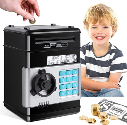 Electronic ATM Piggy Bank for Kids, Digital Coin & Cash Money Bank with Password Lock, Holds 600 Coins or 100 Bills