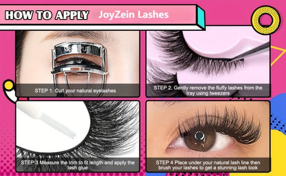Wispy Cat-Eye False Eyelashes, 30-Piece Pack with Clear Bands in Stacked Pink Storage Trays
