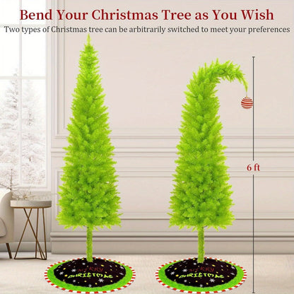6FT Artificial Christmas Tree with Skirt, Balls & Stand, Flexible Full Christmas Tree Set with Unique Decorations for Home