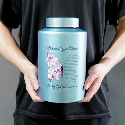 Cremation Urns for Human Ashes Large, Stainless Steel Memorial Urn Holds, Decorative Butterfly Cardinal Fairy Design