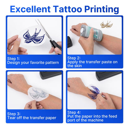 Tattoo Stencil Printer D80 - Wireless Bluetooth Thermal Printer for Tattoo Transfer Paper & A4 Office Printing