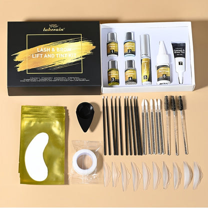 Lash Lift Kit & Brow Lamination Tint Set, 2-in-1 Eyelash Perm & Eyebrow Lamination with Black Brown Tint Dye