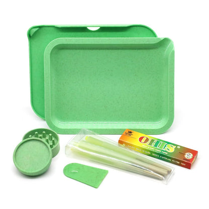 Smoking Set with Double-Layer Grinder, Rolling Paper, 8 Pre-Rolled Cones & Rolling Tray - Complete Starter Kit