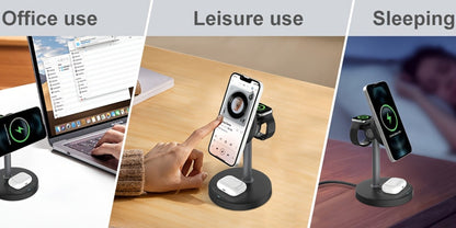 Wireless Charging Station, 3-in-1 Qi-Labeled Stand for iPhone, Apple Watch and AirPods Models in Six Colors