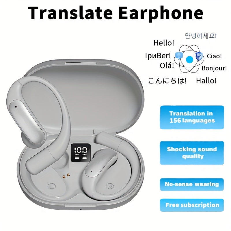 AI Translation Earbuds Bluetooth 5.4, 156 Languages Real-Time Two-Way Translation, Offline Mode, Audio Transcription & Photo Translation