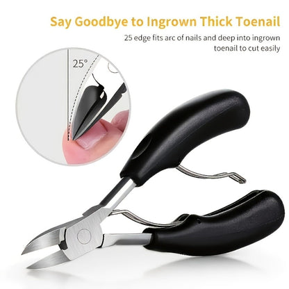 Nail Scissors Set 4pcs for Elderly & Seniors – Extended Handle Curved Blade Anti-Splash Manicure Pedicure Kit
