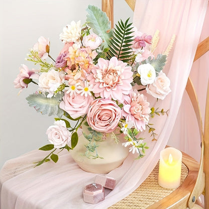 Artificial Flowers Pink Rose Box Set for DIY Wedding Bouquets, Table Centerpieces and Home Displays