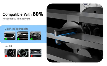 10W Auto-Sensing Car Phone Mount with Wireless Charging Clamp, Vent Clip and Suction-Style Base