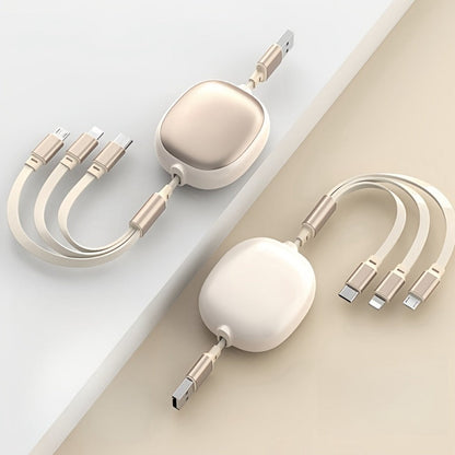 1.2m Retractable Charging Cable with Type-C, Micro USB and Lightning Ends in Six Color Options