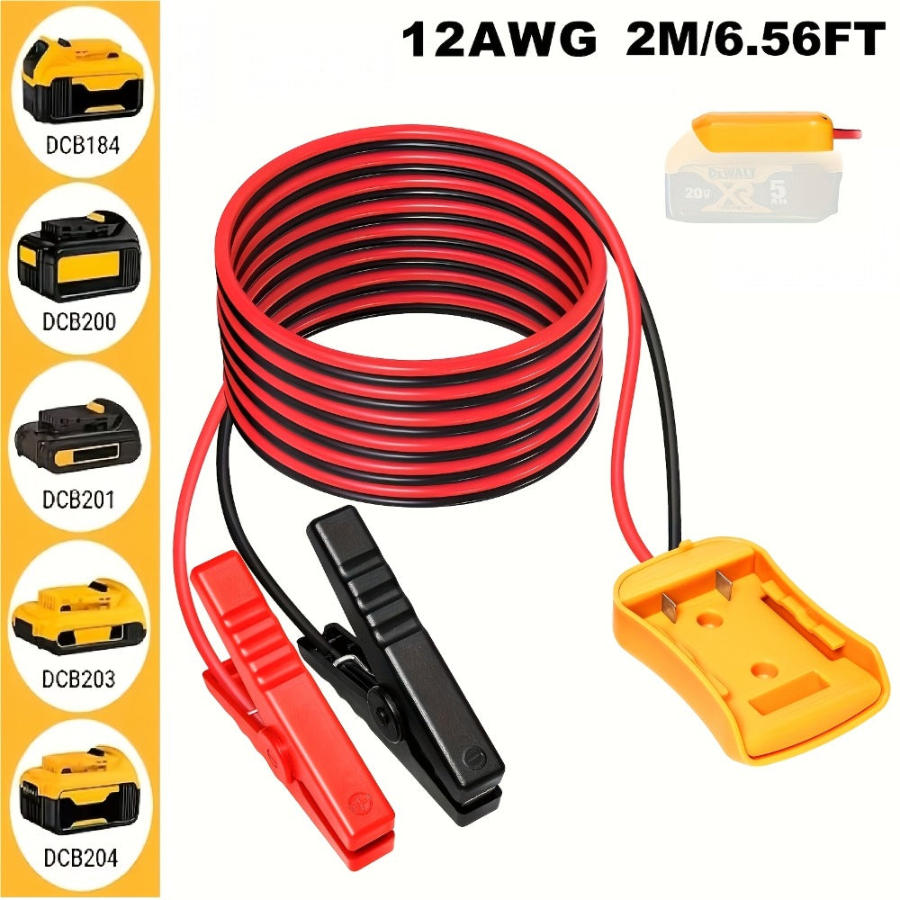 Jump Starter Cable with Adapter for DeWalt 18V 20V DCB Battery 0.98Ft & 6.56Ft Portable Car Emergency Start Kit ABS Housing