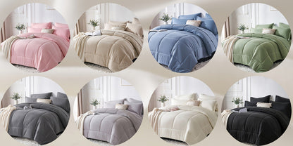 Checkered Microfiber Bed-in-a-Bag Comforter Set with Coordinated Sheets, 16 Color or Code Options and Four Sizes