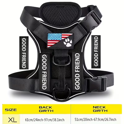 Service Dog Harness with 5 Patches – Reflective Adjustable Oxford Vest with Inner Mesh Layer, Service Dog ID System
