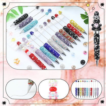 Glitter Beaded Pens Set 20pcs Sparkly String Bead Ballpoint Pens Colorful Fun Writing Pens for Office School Party Favors Wedding Gifts