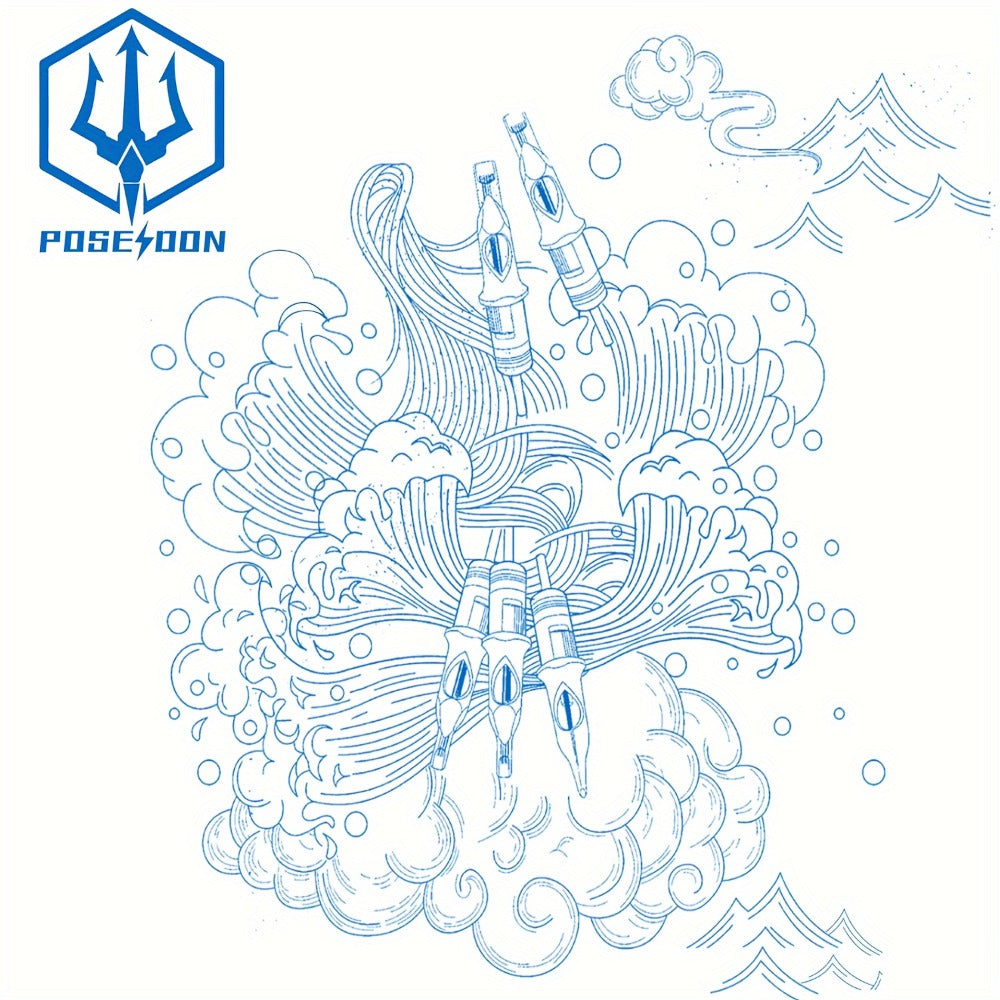 Tattoo Needles 50Pcs Round Liner Shader - POSEIDON V3 12RL 12RS Membrane Safety for Temporary Body Art, Festivals and Costumes