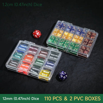 MTG Counter Dice Set 110pcs with the Listed Color, Size or Set Options for Everyday Use, with the Listed Configuration