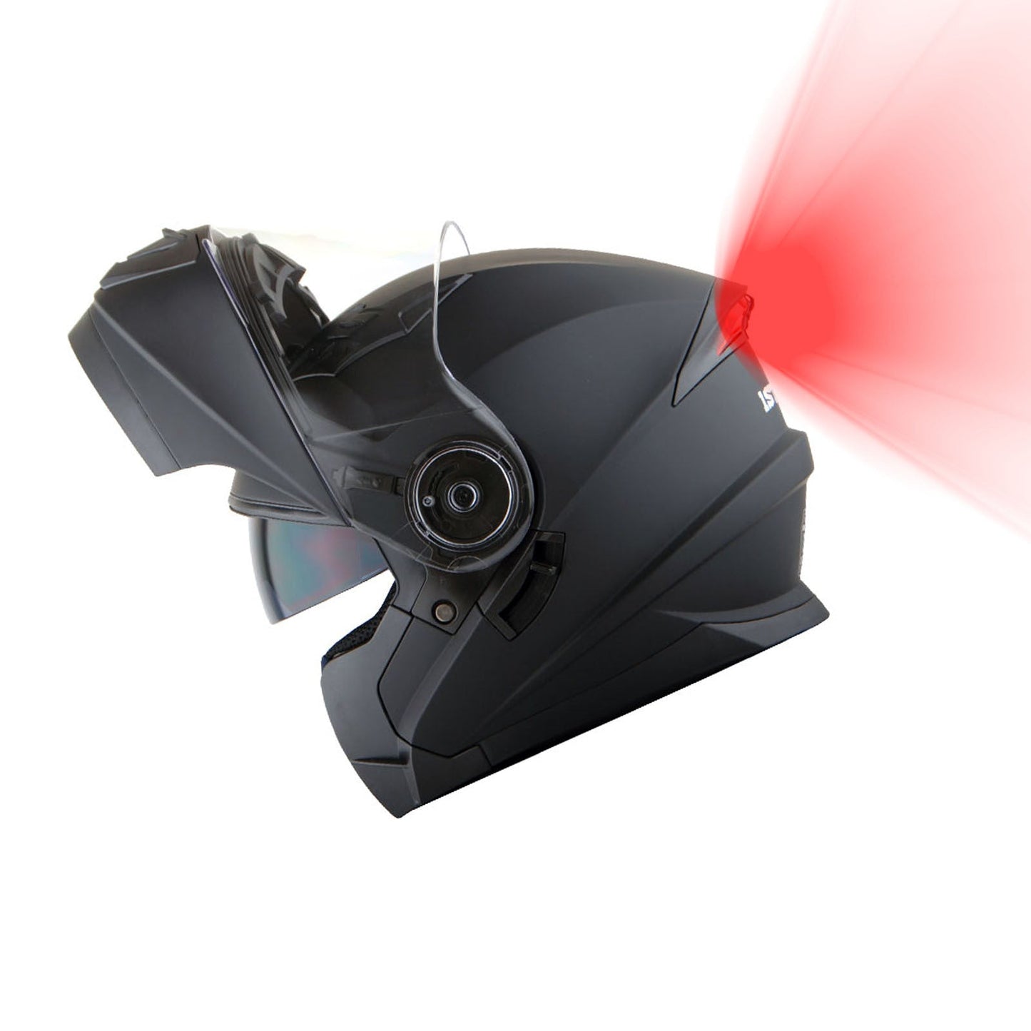 Motorcycle Helmet Modular Flip-Up Design with Dual Visors, Optional Three-Mode LED Tail Light and S-XL Sizes