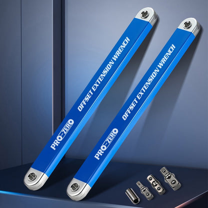 Ratchet Wrench 2-in-1 Offset Extension with 1/4" 3/8" 1/2" Square Head Adapters, 180-Degree Rotation High Torque Non-Slip Handle